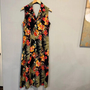 California Krush Midi Dress Tropical Floral Beach Hawaiian Vacation 6